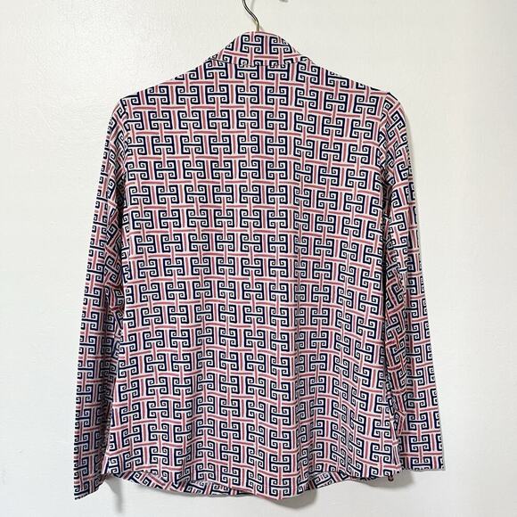 SanSoleil SolCool Golf Zip Mock Top Size L Geometric Long Sleeve UPF 50 Women's - Picture 3 of 8